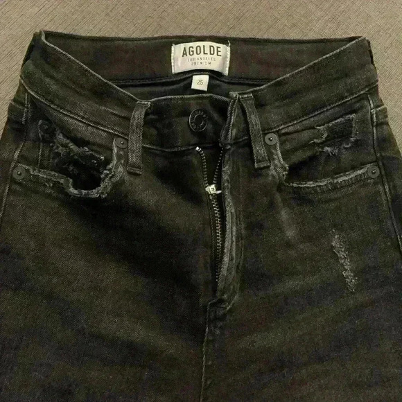 AGOLDE Black Sophie Crop distressed Jeans size 25 - Picture 2 of 9